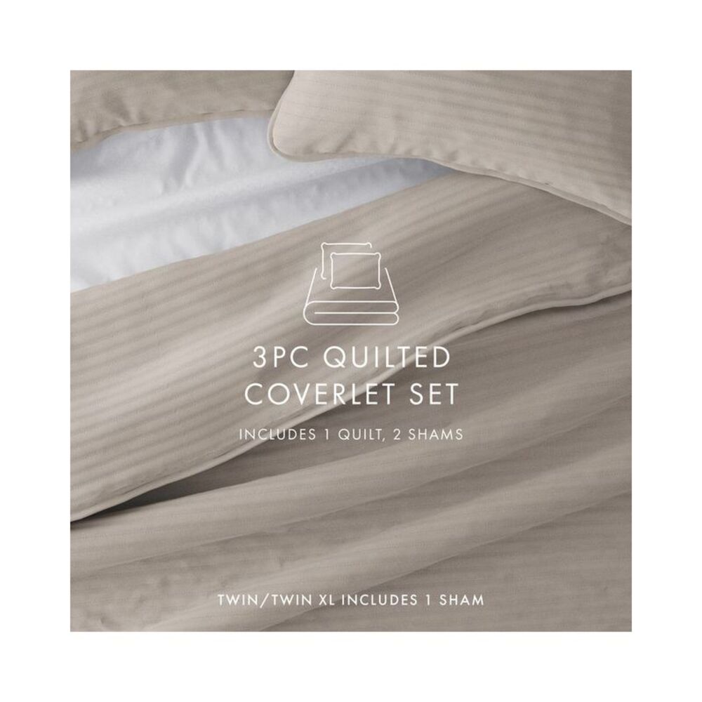 Stripe Floral and Diamonds Quilted Coverlet Set - Picture 6 of 6